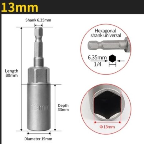 douille tige hexagonale 13mm