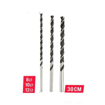 jeu de mèche à bois 8-10-12mm  30cm