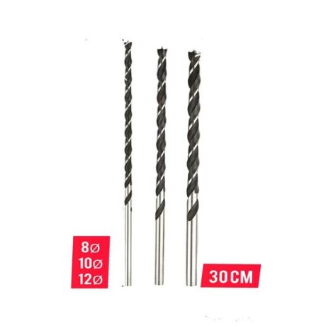 jeu de mèche à bois 8-10-12mm  30cm
