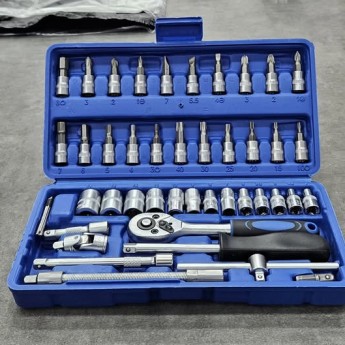caisse à outils 46pcs cliquet métrique douilles du 4 au 14